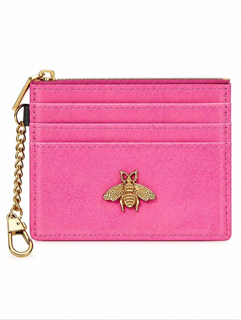 Card Holder Keychain Wallet with Bee Charm - RFID Blocking - New